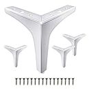 GOSCHE Metal Furniture Legs 6 Inch, Chrome Polished Silver Sofa Legs Set of 4, Modern Style Replacement Triangle Legs for Dresser Chair Bed Cabinet Cupboard DIY Replacement Couch Feet