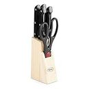 Wood Kitchen Knife Set with Wooden Block and Scissors, Knife Set for Kitchen with Stand, Knife Holder for Kitchen with Knife 5-Pieces