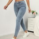 Blue Slim Fit Skinny Jeans, High Waist Slash Pockets High Rise Denim Pants, Women's Denim Jeans & Clothing