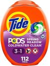 Tide PODS Liquid Laundry Detergent pacs, Spring Meadow Scent, 112 count