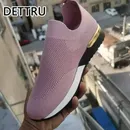 DETTRU Zapatillas Mujer 2022 Trendy Mesh Platform Sneakers Socks Shoes Tenis Feminino Breathable