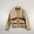 American Eagle Men's Chore Suede Leather Brown Bomber Jacket Vintage Western 40