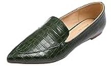 Feversole Women's Loafer Flat Pointed Comfort Driving Office Shoes,Mocassins pour Femmes à Pointes Plates à Enfiler à la Mode, Chaussures de Bureau de Conduite Confortables Croco rétrovert Taille 40