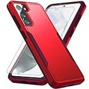 Asuwish Phone Case for Samsung Galaxy S21 Plus S21+ 5G with Tempered Glass Screen Protector Cover and Slim Hybrid Full Body Protective Cell Accessories S21+5G S21plus 21S + S 21 21+ G5 Women Men Red