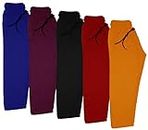 IndiWeaves Kids- Unisex Girls and Boys Fleece Warm Lowers Track Pants for Winters (3612018212325-iw-y-p5-28_Orange, Red, Black, Purple, Blue_6-7 Years) Pack of 5