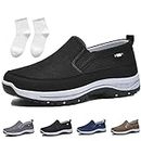 Breathable Orthopedic Travel Plimsolls,Men's Arch Support Slip-On Canvas Loafers,Breathable Non Slip Orthopedic Sneakers (Black,39)