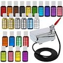 U.S. Cake Supply - Complete Cake Decorating Airbrush Kit with a Full Selection of 24 Vivid Airbrush Food Colors - Decorate Cakes, Cupcakes, Cookies & Desserts