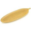 Hanobe Leaf Wooden Decorative Tray: Leaf Shaped Wood Key Tray Decor Leaves Bowl for Crystal Small Candle, Gold