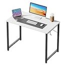 Flrrtenv 31 Inch Computer Desk, Small Writing Table with Sturdy Metal Frame and X-Shaped Design, Gaming Desk for Home Office, Modern White