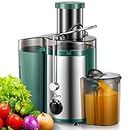 Qcen Juicer Machine, 500W Centrifugal Juicer Extractor with Wide Mouth 3” Feed Chute for Fruit Vegetable, Easy to Clean, Stainless Steel, BPA-free (Green)