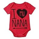 0 to 24 Months Playsuit for Infant Infant Baby Boys Girls Short Sleeve Mother's Day Prints Romper Newborn Bodysuits (Red, 12-18 Months)