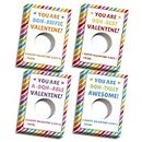 48 Packs 4 Cute Colorful Valentine Cards [Pre-Die Cut Hole], Playdough Valentine Card, Valentine Class Favors, Valentine Card for Students, Valentine Party Gift, Happy Valentine-VGC04