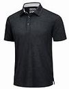 TACVASEN Men's Sport Polo Shirt Men Outdoor Hiking Polo Shirts Mens Summer Tops Short Sleeve Golf Tops Men Breathable Men's Polo Shirt Black