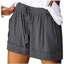DASAYO Lightning Deals of Today Prime Womens Shorts Casual 2024 Summer Beach Drawstring Shorts with Pockets 5 Inch Loose Cute Vacation Trendy Lounge Clothes Cute Summer Shorts for Curvy Women