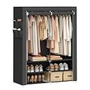SONGMICS Portable Closet Wardrobe with Shoe Rack and Cover, Closet Storage Organizer, Black URYG008B02