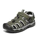NORTIV 8 Men's Sandals Closed Toe Athletic Sport Sandals Summer Shoes Lightweight Trail Walking Sandals,Size 10.5,ARMY GREEN,SNAS222M