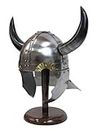 THOR INSTRUMENTS Armor Helmet 18 Gauge Steel Viking Helmet with Buffalo Horns Rustic Vintage Home Decor Gifts