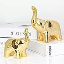 JIMBON A Pair Gold Elephant Statue Home Decor, Sculpture Elephant Ornaments For Living Room Office Desktop Bookshelf,Mother Child Elephant Decorative Home Accessories For Mother'S Day
