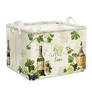 Clastyle Retro Manor Wine Storage Baskets Outdoor Camping Grape Cane Vine Kitchen Storage Bin Rectangle Gift Basket for Clothes Food Book Toy