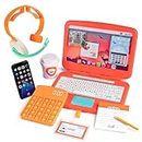 Born Toys Kids Pretend Play - Work from Home Office Toys w/Kids Laptop, Headset, Toy Phone w/LED & Sounds for Ages 3-7