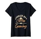 Fueled by Coffee and Gaming Gamer Girl Gamer T-Shirt avec Col en V