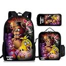 Cuxzaks 17Inch Cartoon Backpack 3PC Backpack Set Novelty Laptop With Lunch Box Pencil Bag Game Fans Gifts for Travel Sport, Style4, One Size