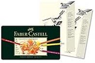 Faber-Castell 110060 Polychromos – 60 Colouring Pencils in Metal Box, mit Block, 60er mit 2x Skizzenblock