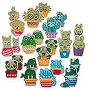 iDIY Kawaii Iron on Cactus Patches (12 Pack) - 12 Cute Sew On Patch Cactus Animal Designs - 2" by 2" - Craft Kit for Clothing, Accessories & School Supplies, Sewing
