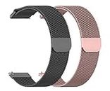 AONES Pack of 2 Magnetic Loop Watch Strap Compatible for Moto 360 2nd Gen 42mm Watch Strap Black, Rose Gold