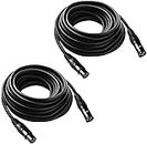 JLPOW 50 ft Flexible DMX Cable, Gold-Plated 3 Pin Signal XLR Male to Female DMX Cable Wire, Best for DJ Stage Lighting Moving Head Lights Par Light (2 Pack)