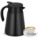 27OZ 800ML Stainless Steel Thermal Carafe, Double Walled Vacuum Insulated Coffee Pot, Coffee Tea Water Beverage Dispenser (Black)