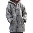 plus Size Jackets 3x Sweater Large Size Knit Sweater Women's Mid Length Coat plus Size Toggle Coat (Grey, XXXXL)