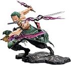 Kawaii Kart Polyvinyl Chloride One Piece Combat Roronoa Zoro Action Figure | One Piece Figure Toy Doll Statue Merchandise For Anime Lovers | 21 Cm, Multicolour
