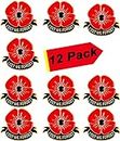 12 Pack Metal Poppy Flower Pins Veterans Day pins Memorial Day Lapel Pin Souvenir Brooch Badge, 1.2x1inch