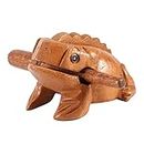 Wood Frog Guiro Rasp, Thailand Traditional Percussion Instruments Wooden Frog Musical Instrument Adorable Gift(No. 3 10.6CM)