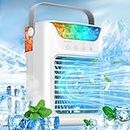 Portable Air Conditioners Fan, 2024 Upgraded Mini Air Conditioners Evaporative Air Cooler with 3 Cool Mist & Speeds, 3 Timer 7 Color Led, Small Air Conditioner Portable for Room Office Camping Car