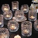 DARJEN Clear Votive Candle Holders Set of 24- Round Glass Candle Holders Bulk for Tea Light Candle, Embossed Candle Votives for Wedding Centerpiece, Various Parties & Home Decor