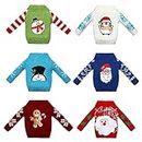 6 Pcs Christmas Elf Accessories Christmas Clothes Accessory Sweater Set Elf Doll Knitted Clothing Elk Christmas Tree Snowflake Print Christmas Accessory Set for Elf Doll Decor (Snowman)
