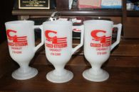 3 Celozzi Ettleson Chevrolet Milk Glass Coffee Mugs Elmhurst Illinois 1970s
