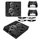 Elton Skeleton Theme 3M Skin Sticker Cover for PS4 Slim Console and Controllers Full Set Console Decal Stickers for Front & Back 4 Led bar Decal +2 Controller Decal Cover