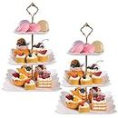 ShellKingdom 2 Pack Cupcake Stand, 3 Tier Serving Tray Cupcake Dessert Candy Fruit Display Holder for Wedding, Christmas, Baby Shower Birthday Tea Party (Square)