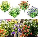 12 pcs Artificial Flowers UV Resistant for Outside Fake Plants Outdoor Bridal Party Wedding Bouquet for Greenery Shrubs Plants Home Garden