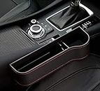 Lukzer Car Seat Pockets PU Leather Car Console Side Organizer with Bottle Holder/Seat Gap Filler Catch Caddy Safe Storage Organizer (Black/Driver Side)