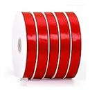 VANELY 100 Yards Double Face Satin Ribbon for Gift Wrapping DIY Ribbons for Crafts Wedding Deco Christmas Festive Party Celebration Supplies Cake Decoration Ribbon Cutting Ceremony Kit (Red 100 Yards)