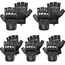 CubePlug Mens Breathable Padded Fingerless Motorcycle Gloves Half Finger Gloves for Cycling Hiking Climbing Outdoor Sports (5*Black, XL)