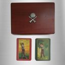 Golf Themed Gift Set Emblem on Wood Box with Two Decks of Playing Cards