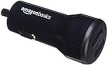 AmazonBasics 4.8 Amp/24W Dual USB Car Charger for Apple and Android Devices, Black