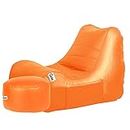 Gold Most Comfortable Prefilled Chair Sofa Bean Bag with Footrest Filled with Beans for Living Room for Home Gaming Chair Color Orange