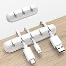 White Cable Clips, Cord Organizer Cable Management, Câble Organizers USB Câble Holder Wire Organizer Cord Clips, 2 Packs Cord Holder for Desk Car Home and Office (5, 3 emplacements)