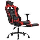 BestOffice Gaming Chair with Footrest,Ergonomic Office Chair,Adjustable Swivel Desk Chair,Reclining Computer Chair with Lumbar Support and Headrest,Racing Style Video Gamer Chair (Red)